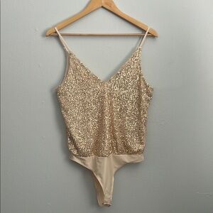Sincerely Jules Gold Sequin Sleeveless Bodysuit